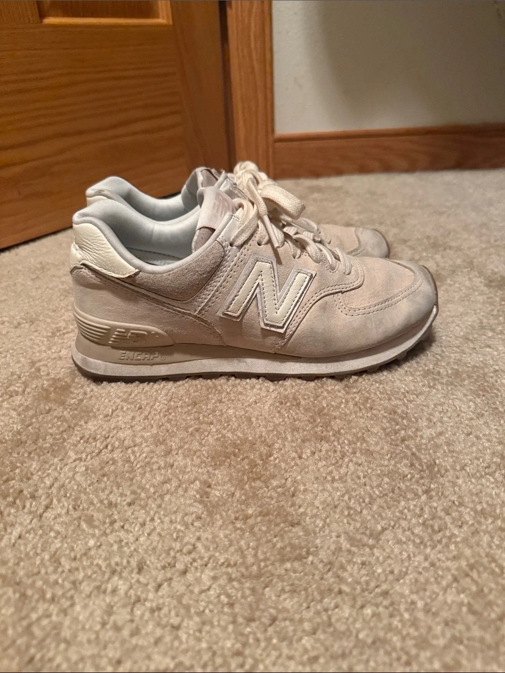 New Balance 574 Women’s Light Beige Suede Sneakers